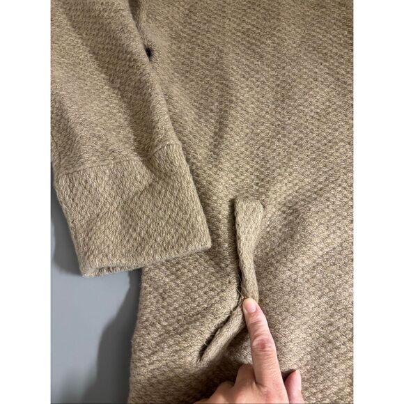 Eileen fisher textured wool knit sweater jacket camel size XL pockets single but - Picture 6 of 10